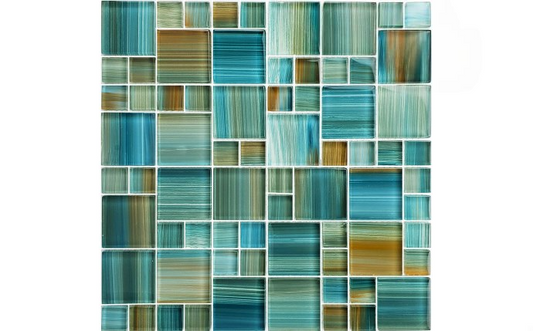NPT Mixed Size Watercolors Glass Tile Blends Aqua for modern designs