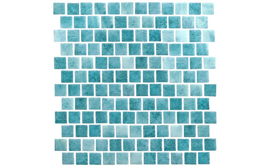 NPT Mini Koyn Aquamarine Glass Tile in a pool setting