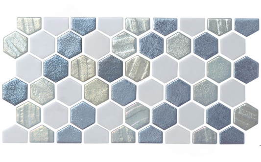 Front view of NPT Starburst Silver Mosaic Border Tile