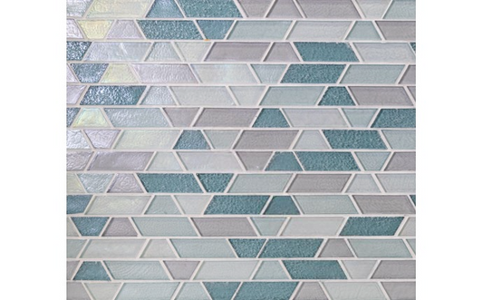 Serene pastel mosaic border tile by the pool
