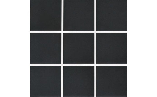 6×6 matte Raven Black pool tile with anti-skid surface