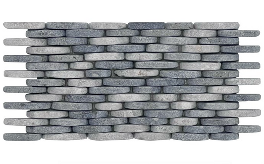 NPT River Rocks Tile Mixed Stacked Gray mosaic tile for pools and spas