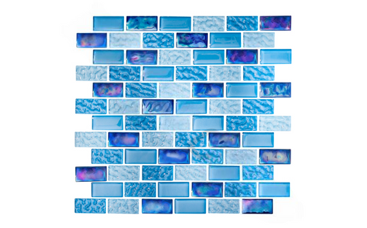 Seascape Lagoon Tile 1x2 Blue Glass Mosaic for Pools and Spas
