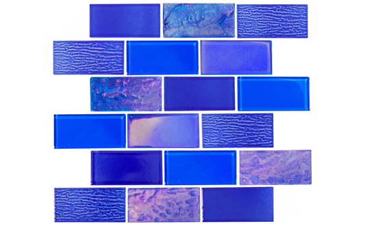 South Seas Blue glass pool tile with iridescent sheen
