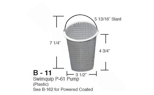 Super-Pro B-11 P-61 Swimquip Pump Slant Top Plastic Basket for efficient debris collection