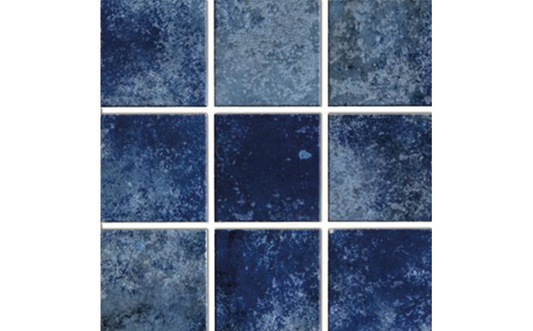 Close-up of Persian Blue Cobalto 2x2 mosaic tile