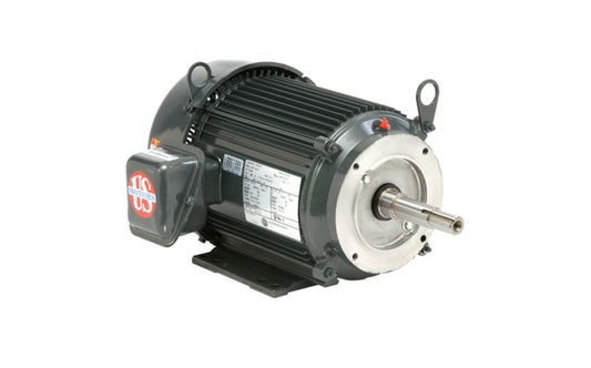 Front view of the U.S. MOTORS UJ10P2DM 10 HP Pump Motor with TEFC enclosure.