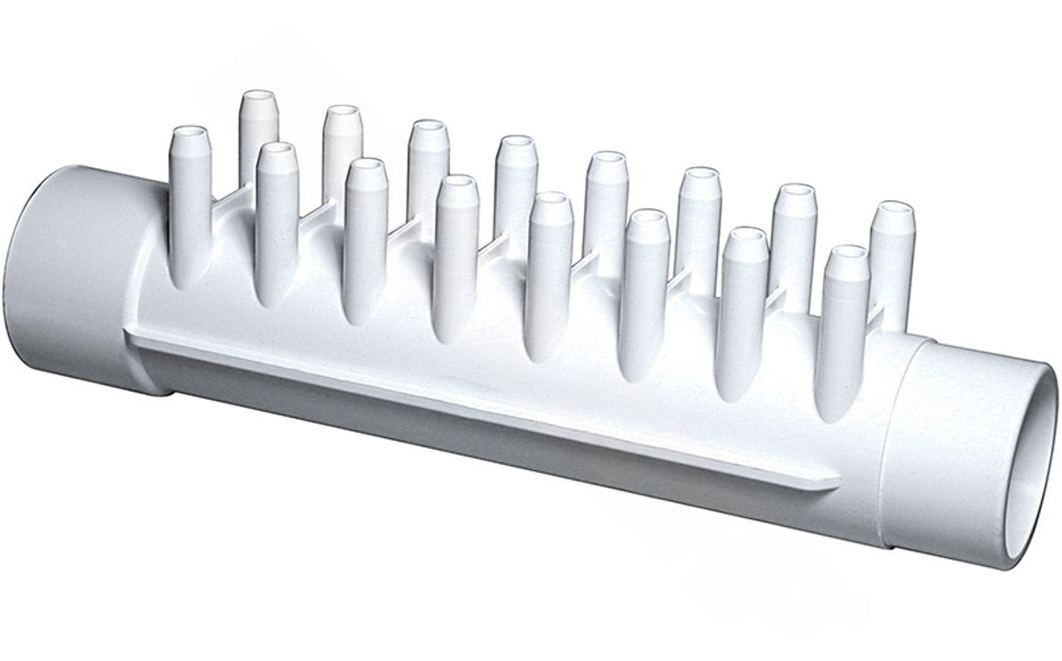 Waterway 1.5" manifold with 16 ports front angle