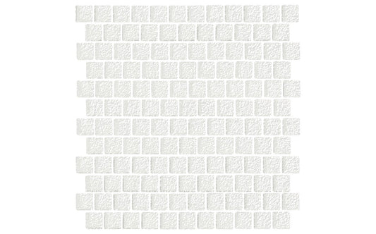 Poolside White Tile Detail - NPT raised glass tile installed near pool edge
