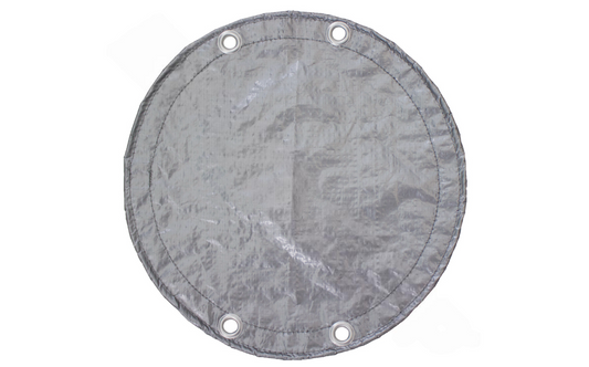 Heavy-duty winter pool cover with silver reflective top