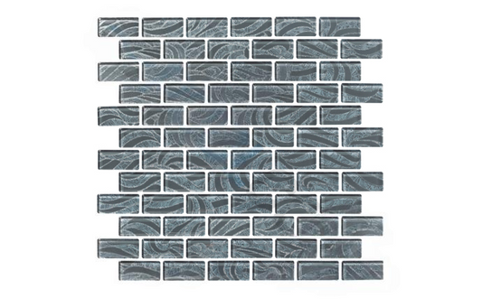 Zephyr Gray Glass Pool Tile with glitter and nature-inspired design