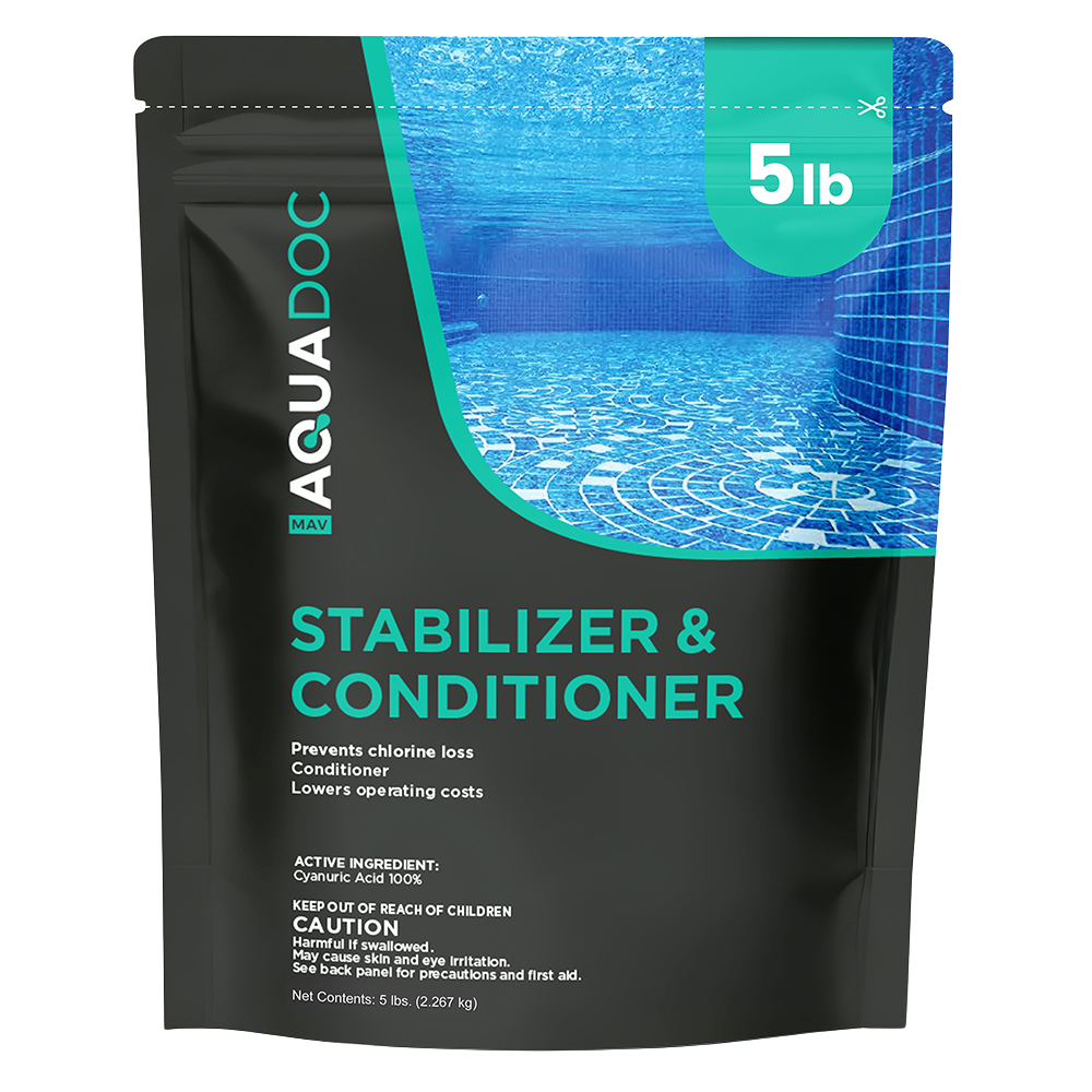 AquaDoc Chlorine Stabilizer bottle for pools