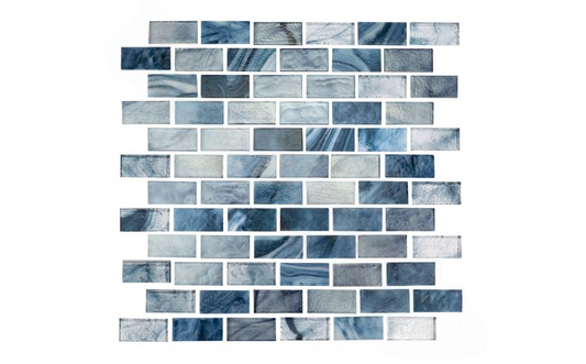 Closeup of Aquarius Collection Mica Tile showing blue, gray, and silver swirls