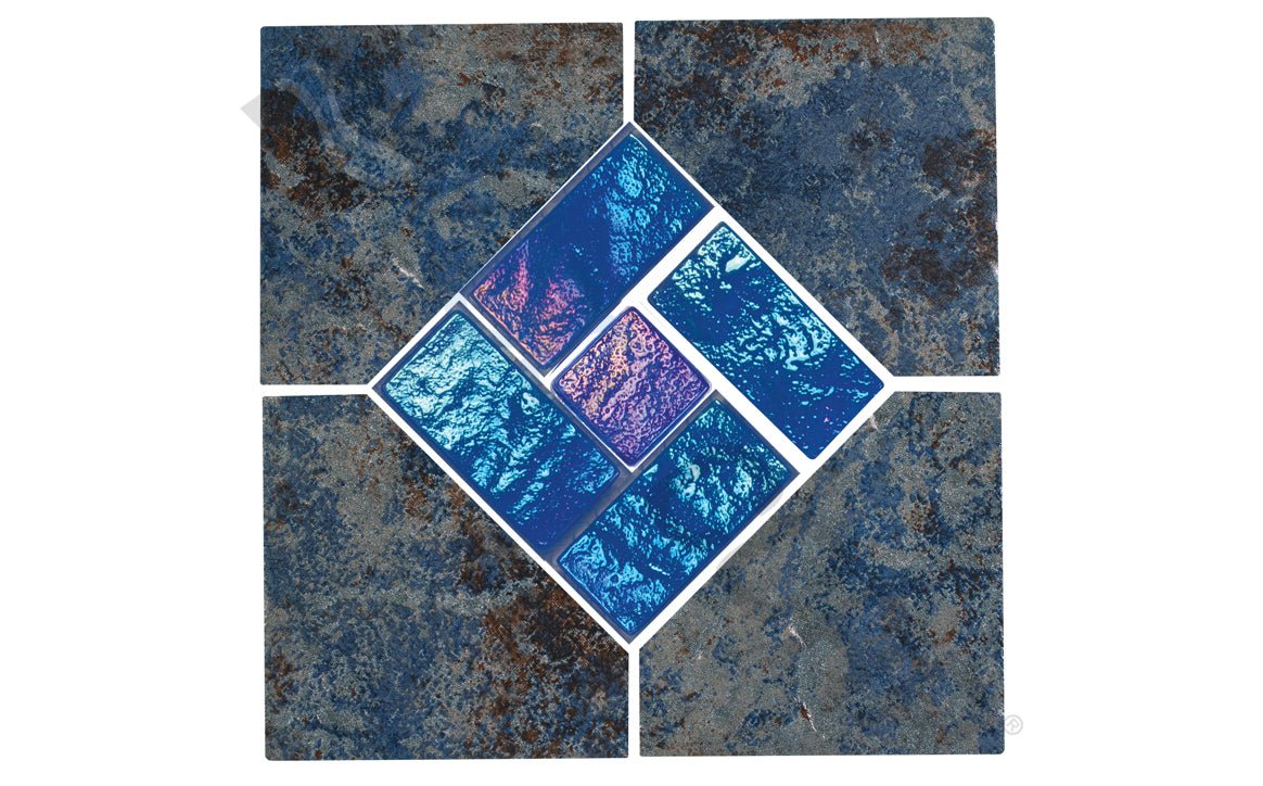 Meta Title:Aztec Cobalt Deco Tile – Rustic Stone-Look for Pools & Spas ...