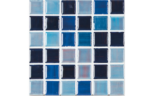 Front view of BMX Mix Blue 1x1 mosaic tile