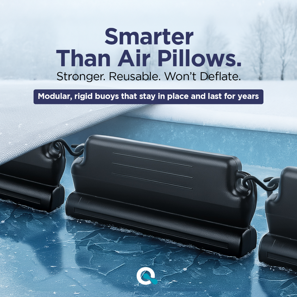 Connectable pool buoys for freeze protection