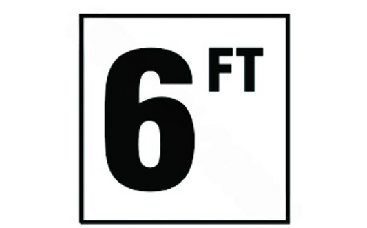 Front view of 6" x 6" DM41-2060 depth marker tile with 6 FT lettering

