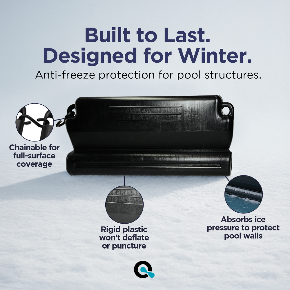 Durable cold-resistant pool buoy in use