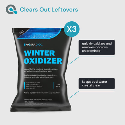 Aquadoc Winter Oxidizer packaging with text on a gray background