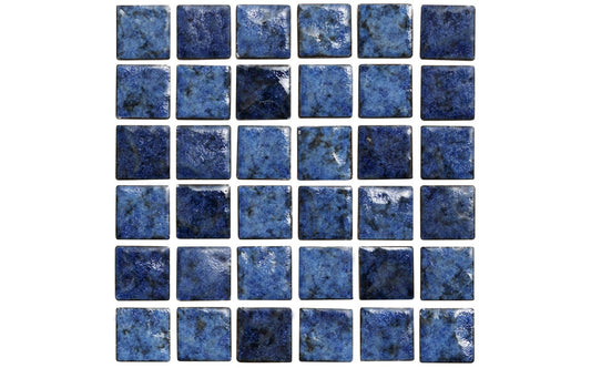 Close-up of 1" x 1" Fiji Bay Blue glossy tile