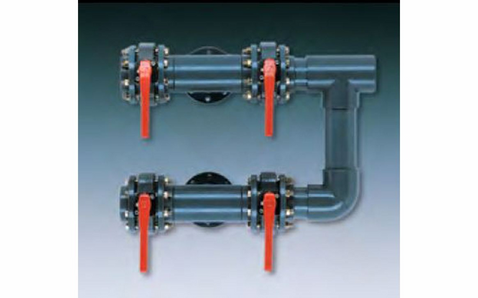 Fluidra 4-valve manifold front view