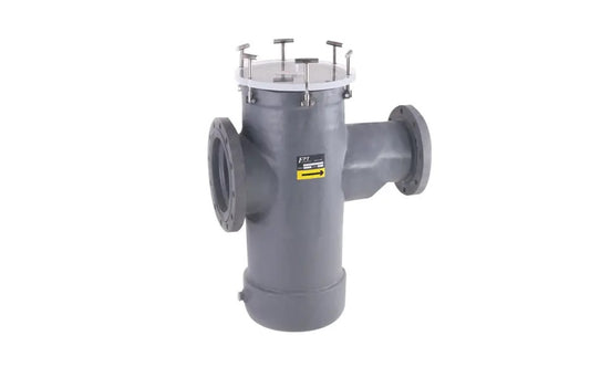 Front view of Fluidtrol 8"x4" FRP/PVC strainer