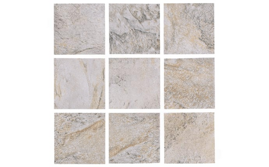 Close-Up of Silver Tile with Earth Veining