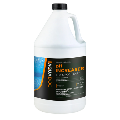 Aquadoc pH increaser bottle for spa and pool care on a white background