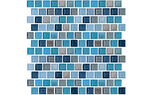 Jules Glass Tile Rustic Blue Blend front view closeup