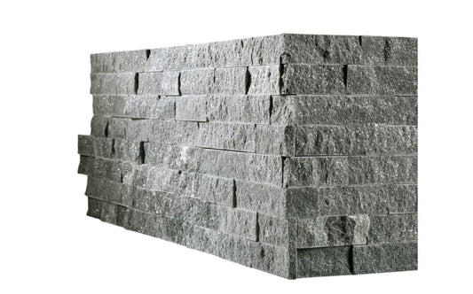 Split face charcoal ledger panel corner tile front view