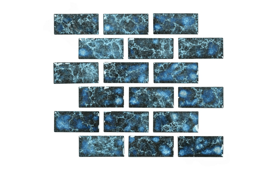 Meridian Cobalt 1x2 Mosaic Tile – Tie-Dye Blue Pool Tile – AquaDoc