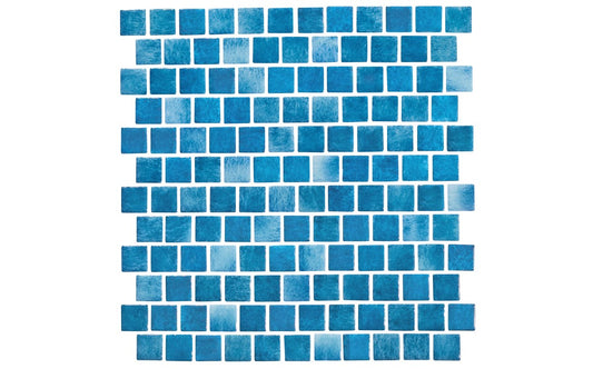 Front view of NPT Mini Koyn 1" x 1" Caribbean Sea glass pool tile