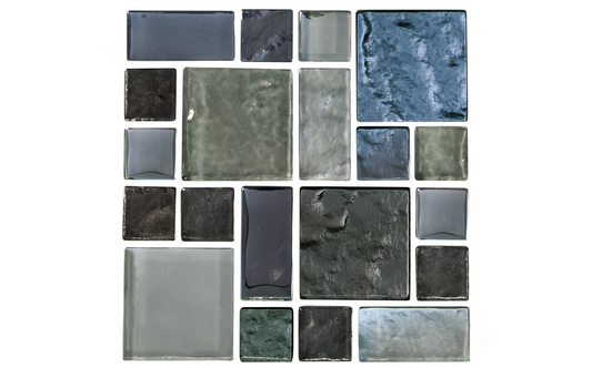 Night Life Soul Random glass mosaic tile with deep gray tones