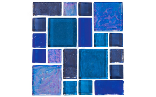 Night Life Galant Random glass mosaic tile with ocean-blue tones