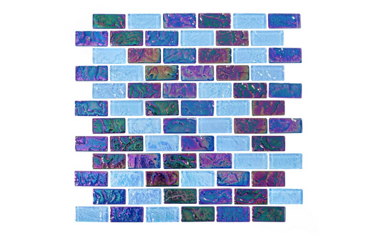 Nordic Shores Cobalt pool tile in 1x2 brick pattern