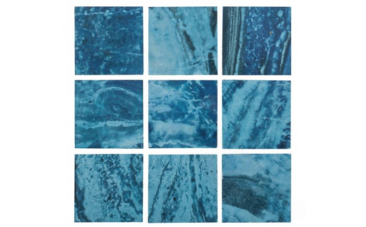 Close-up of the glossy blue finish on the Barbados tile