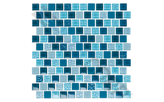 Close-up of NPT Essence Imperial Blue Glass Tile texture