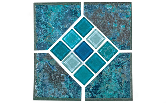 NPT Verona Borba Turquoise Deco Tile with Glass Center