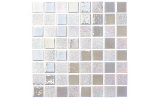 Glossy opal pearl white pool tile with luminous finish