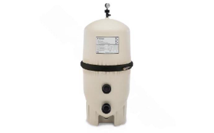 Pentair FNSP36-EC D.E. pool filter front view with almond-colored tank,