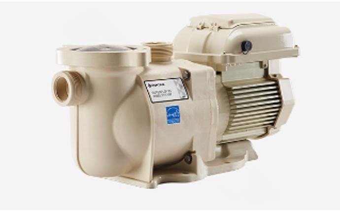 Pentair SuperFlo VS Variable Speed Pool Pump front view showing tan housing and digital display