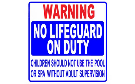 Front view of NO LIFEGUARD ON DUTY TX/GA sign