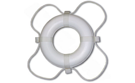 PoolStyle 24" white USCG approved ring buoy front view