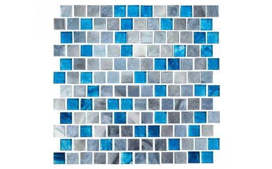 Close-up of NPT Aquarius Royal 1x1 glass tile with rich blue tones