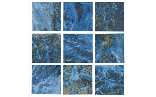 Close-up of blue color variations on Royal 2x2 pool tile