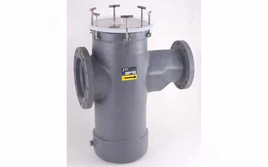 Front view of Fluidtrol 8x5 stainless strainer