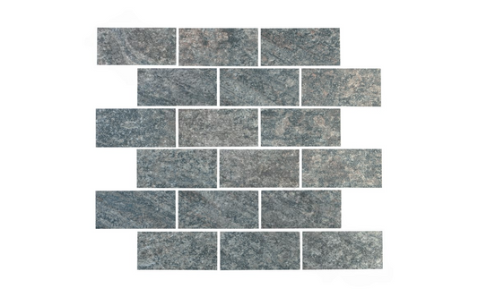 Blue-gray pool tile in 2x4 brick pattern