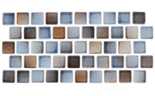 Small tile pieces create a coastal-inspired look