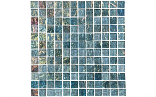 Sheet of 1x1 Sea Green tiles with iridescent finish