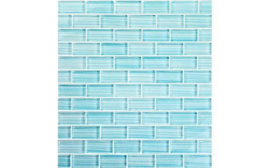 Close-up of Seafoam Blend glass tile with ocean-inspired swirls